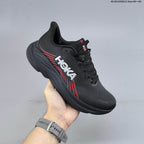 HOKA Clifton 11 Black Running Shoes with Red Accents