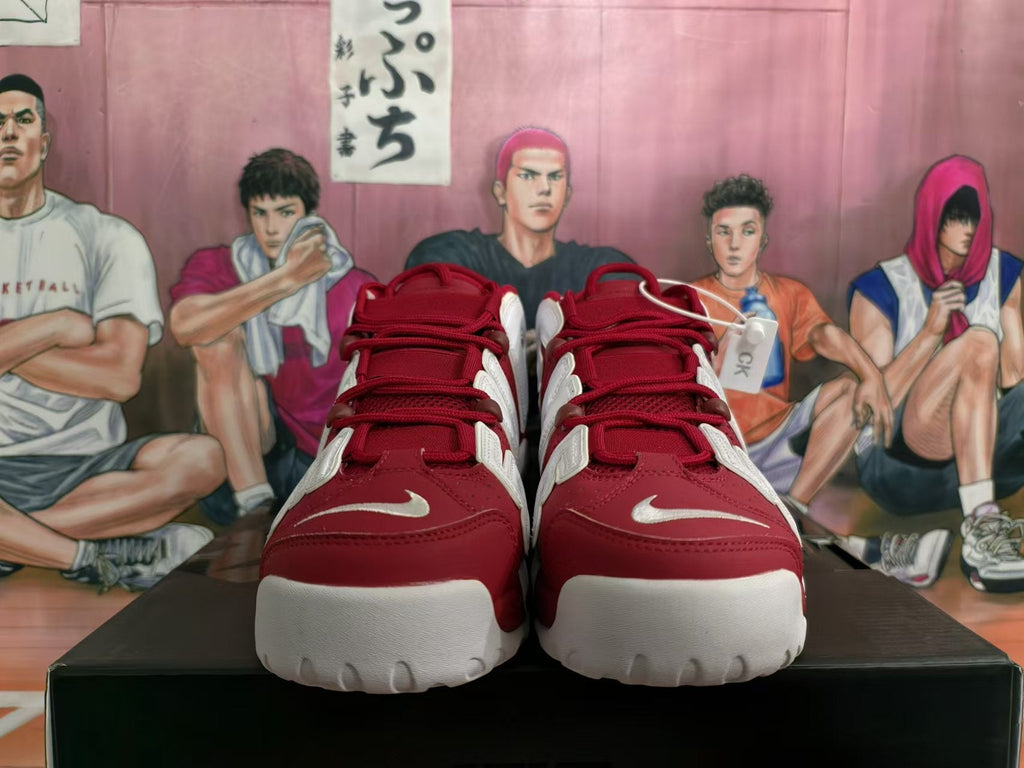 Nike Air More Uptempo Red and White Basketball Sneakers