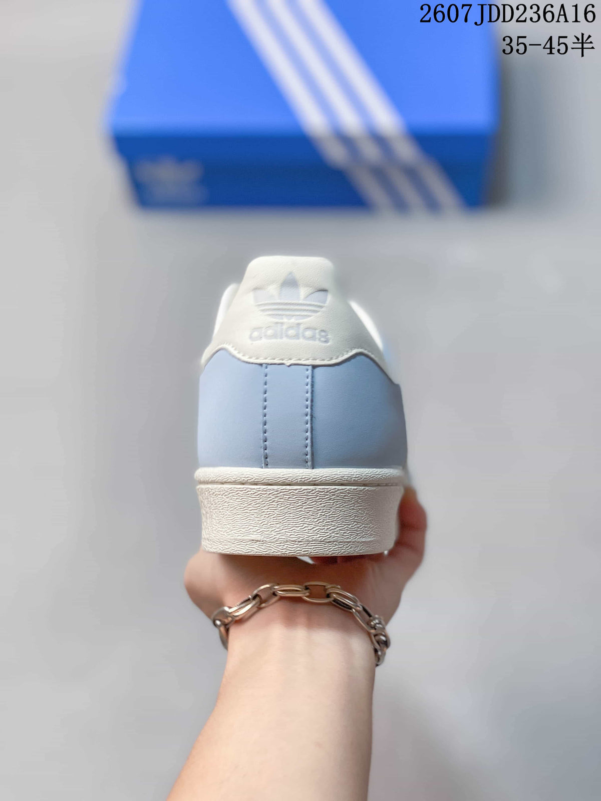 adidas Superstar Light Blue and White Sneakers JDD236A16