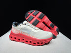 On Cloudmonster Sneakers in Light Gray and Coral