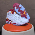 Jordan 6 Retro White and Red High-Top Sneakers