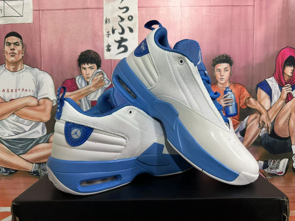 Jordan White and Blue Basketball Sneakers