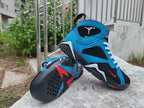 Jordan 7 High-Top Sneakers in Blue, Black and Red
