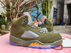 Jordan 5 Olive Green and Orange High-Top Sneakers