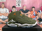 Jordan 6 Retro High-Top Sneakers in Olive Green and Orange