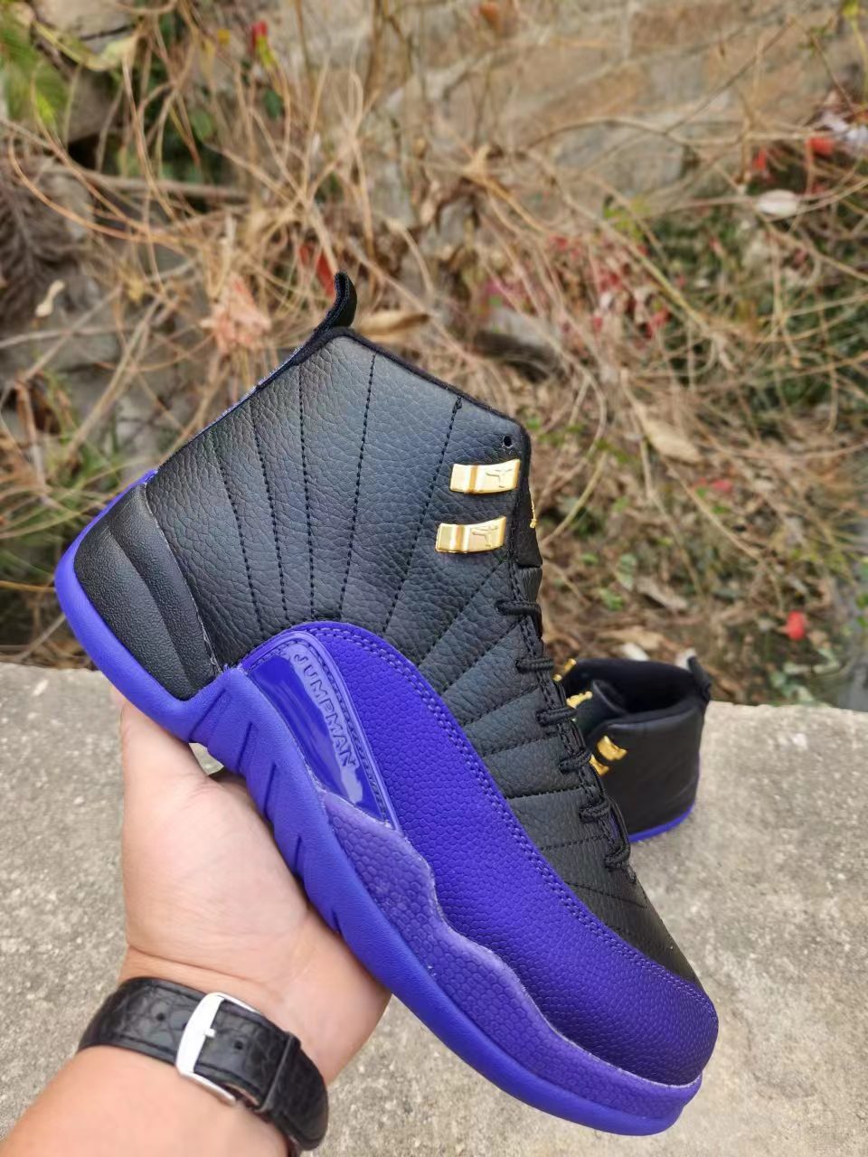 Jordan Air Jordan 12 Black and Purple High-Top Sneakers