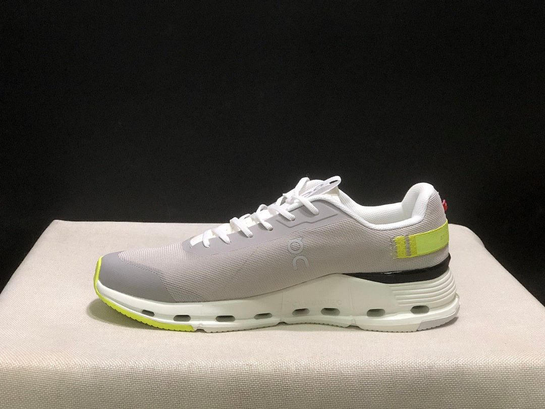 On Cloudnova Form 2 Sneakers, Grey and Fluorescent Green
