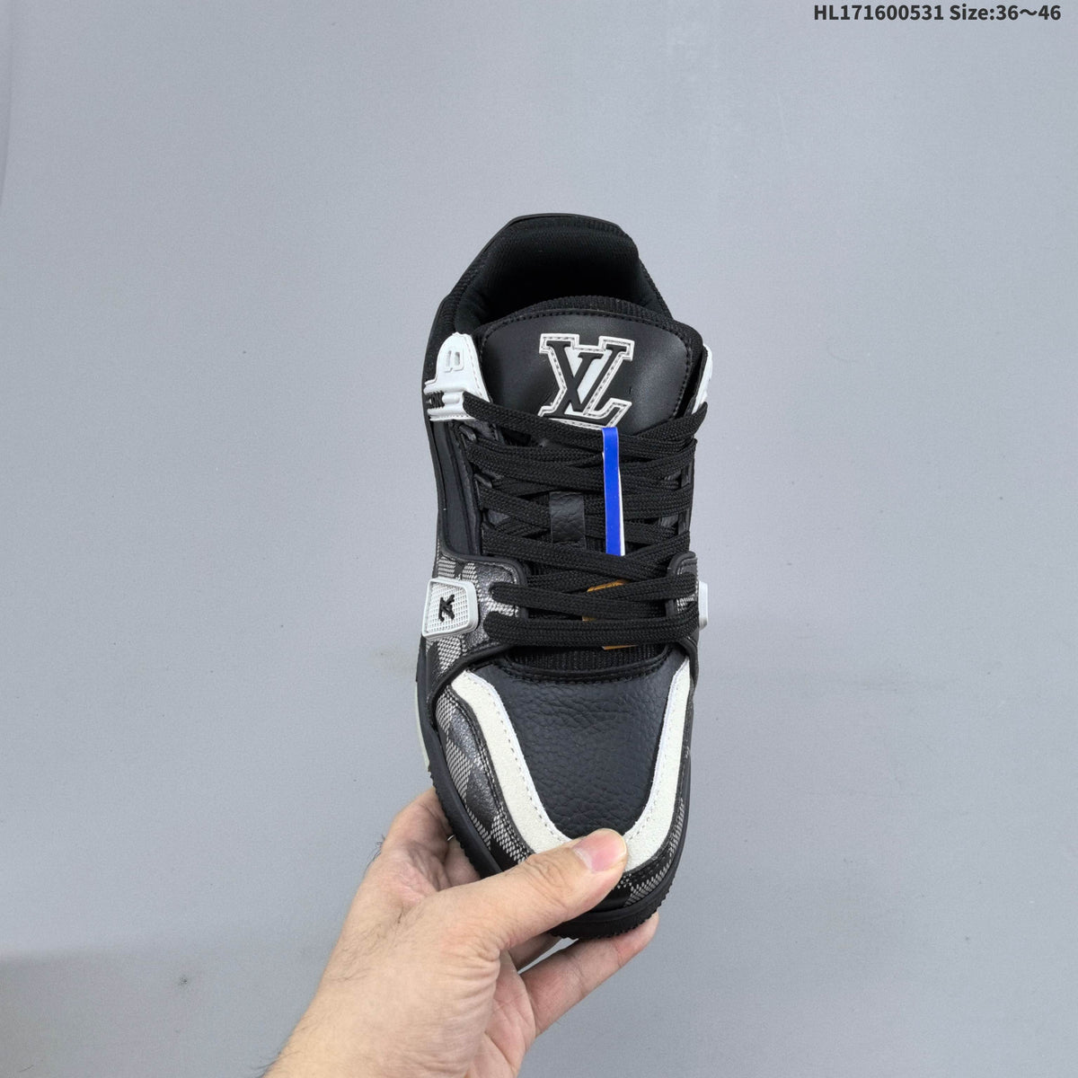 Louis Vuitton Black and Gray Checkerboard Low-Top Sneakers