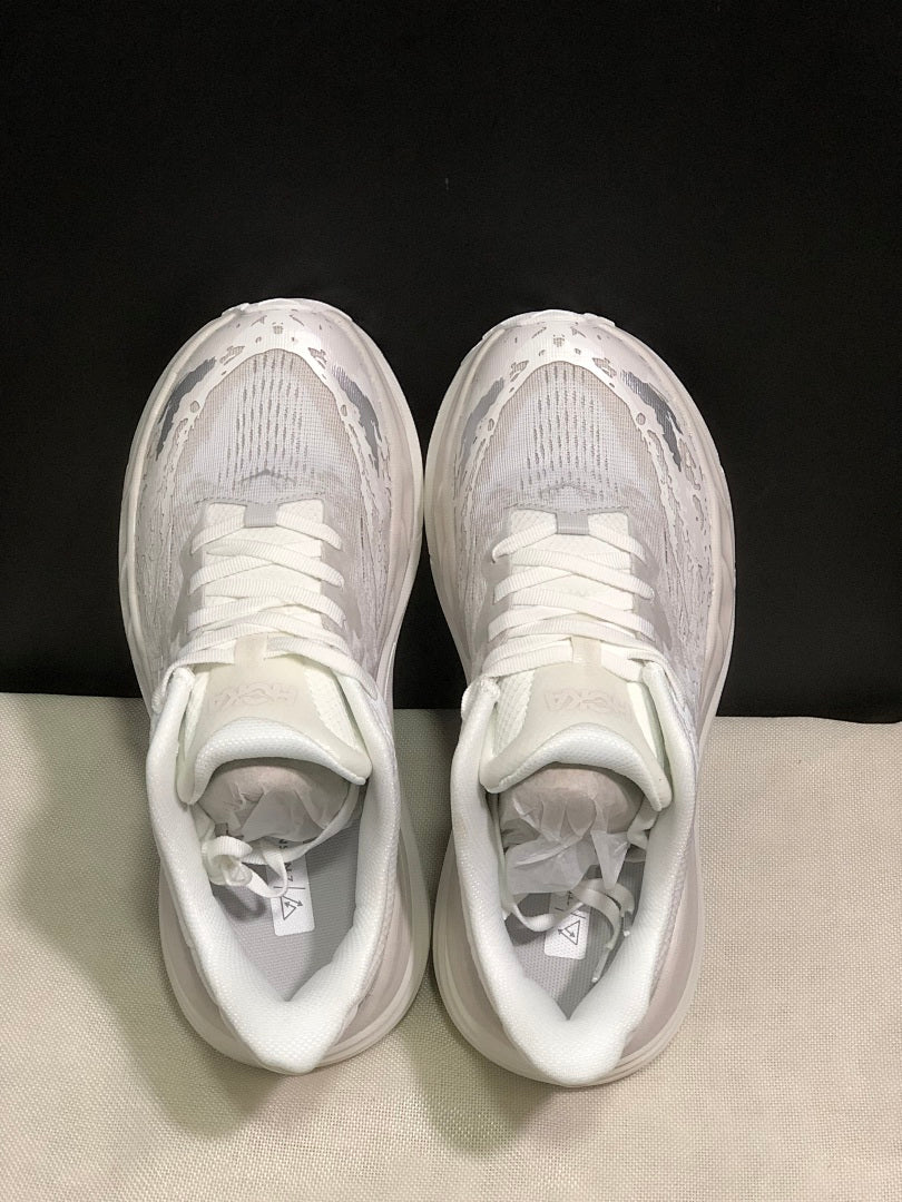 HOKA Stinson 7 White and Gray Sneakers