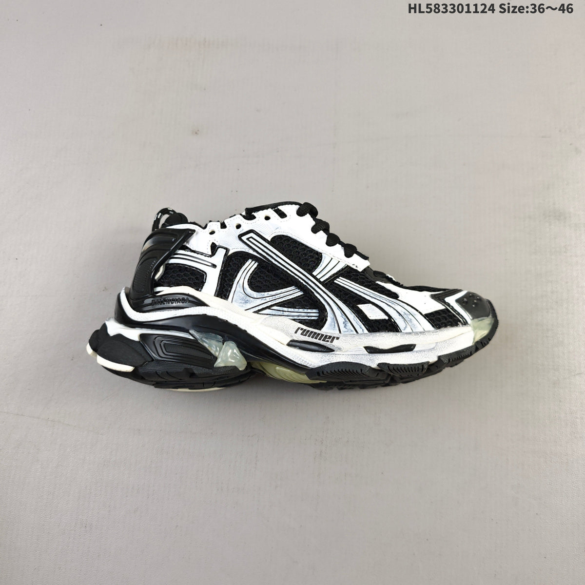 Balenciaga Runner Low-Top Sneakers in Black and White