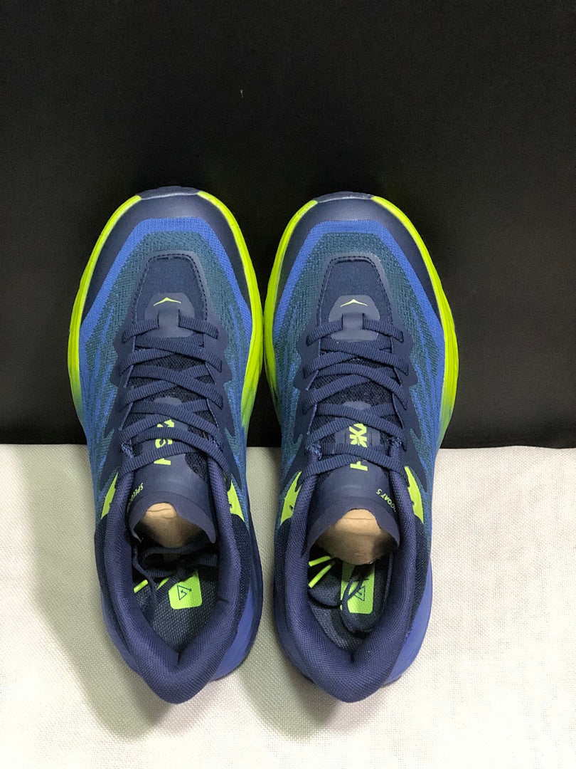 HOKA Speedgoat 5 Trail Running Shoes, Navy and Lime