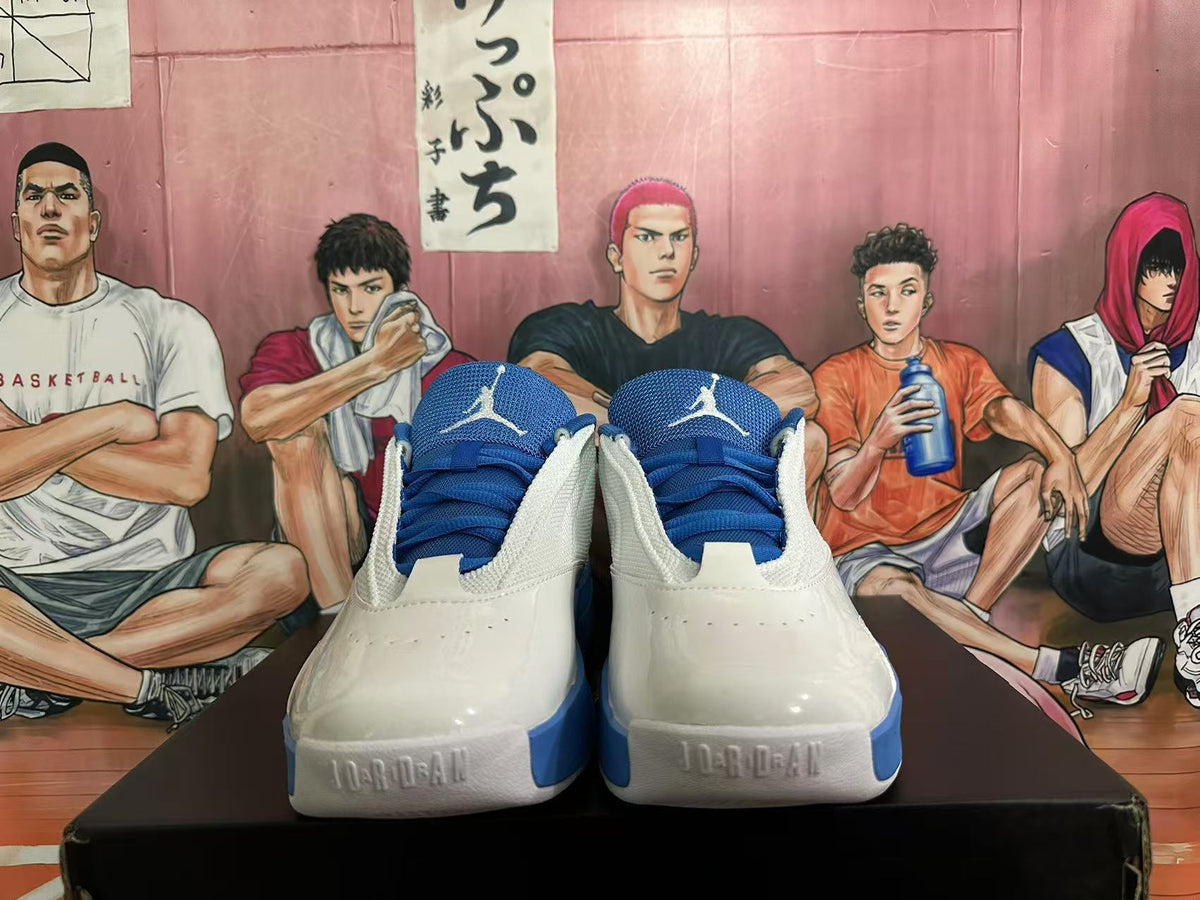 Jordan White and Blue Basketball Sneakers