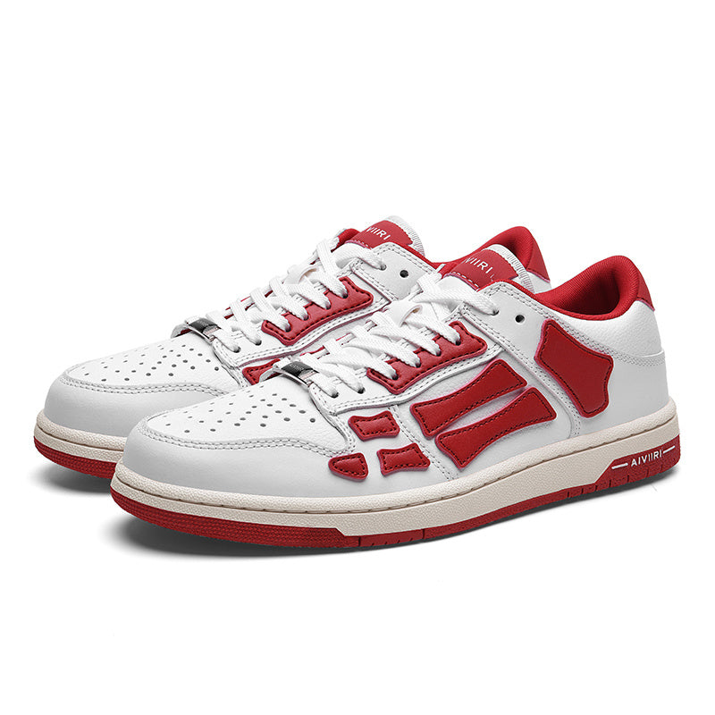 AIVIIRI White and Red Low-Top Sneakers MFS003-124