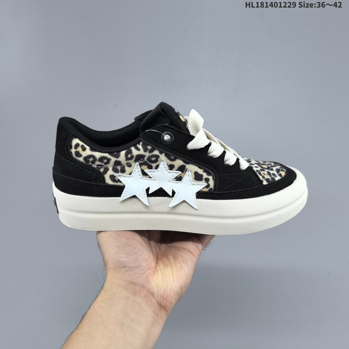 AMIRI Star Low-Top Sneakers with Leopard Print Details