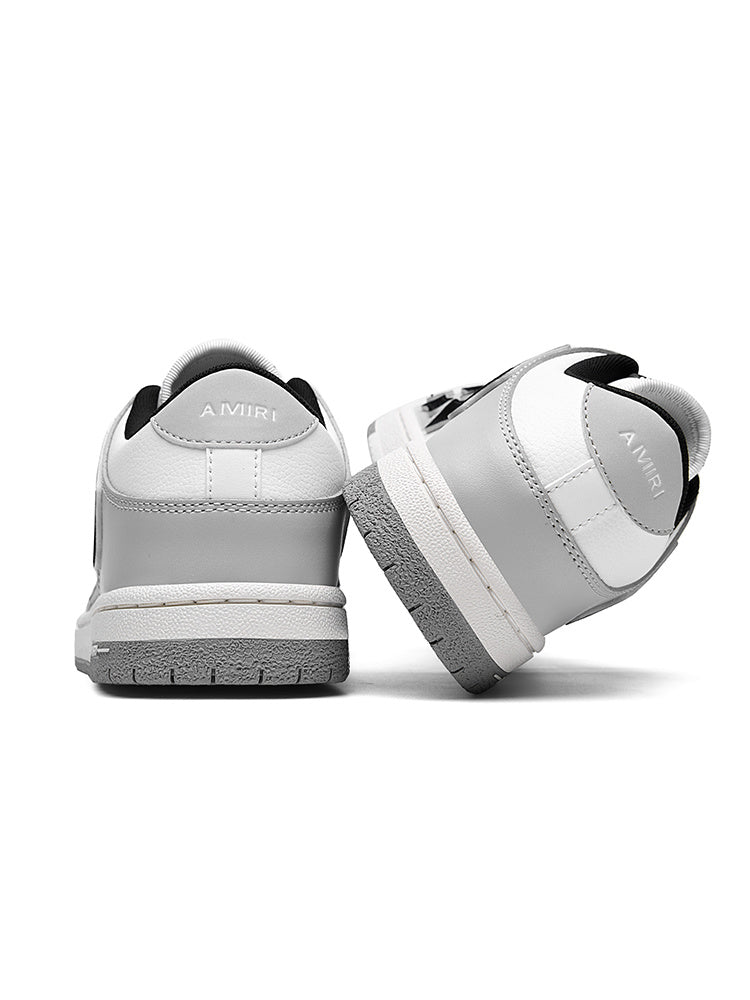AMIRI Gray and White Low-Top Sneakers with Black Accents