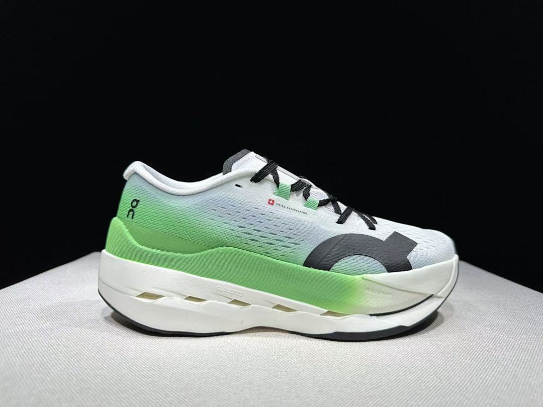 On Cloudboom Max Running Shoes, White and Green