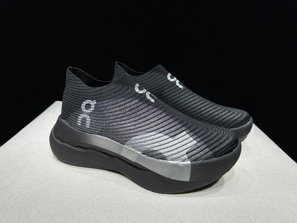 On Cloudboom Strike LS Black Silver Running Shoes