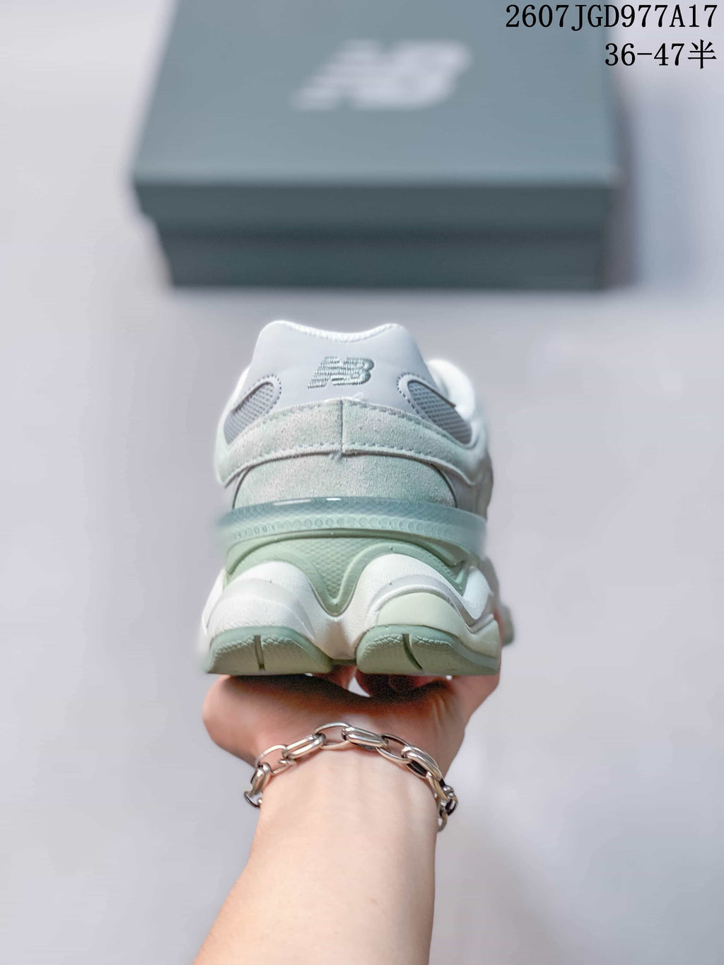 New Balance 9060 Mint Green and White Sneakers