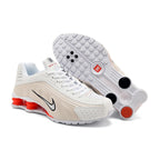 Nike Shox R4 White and Red Sneakers