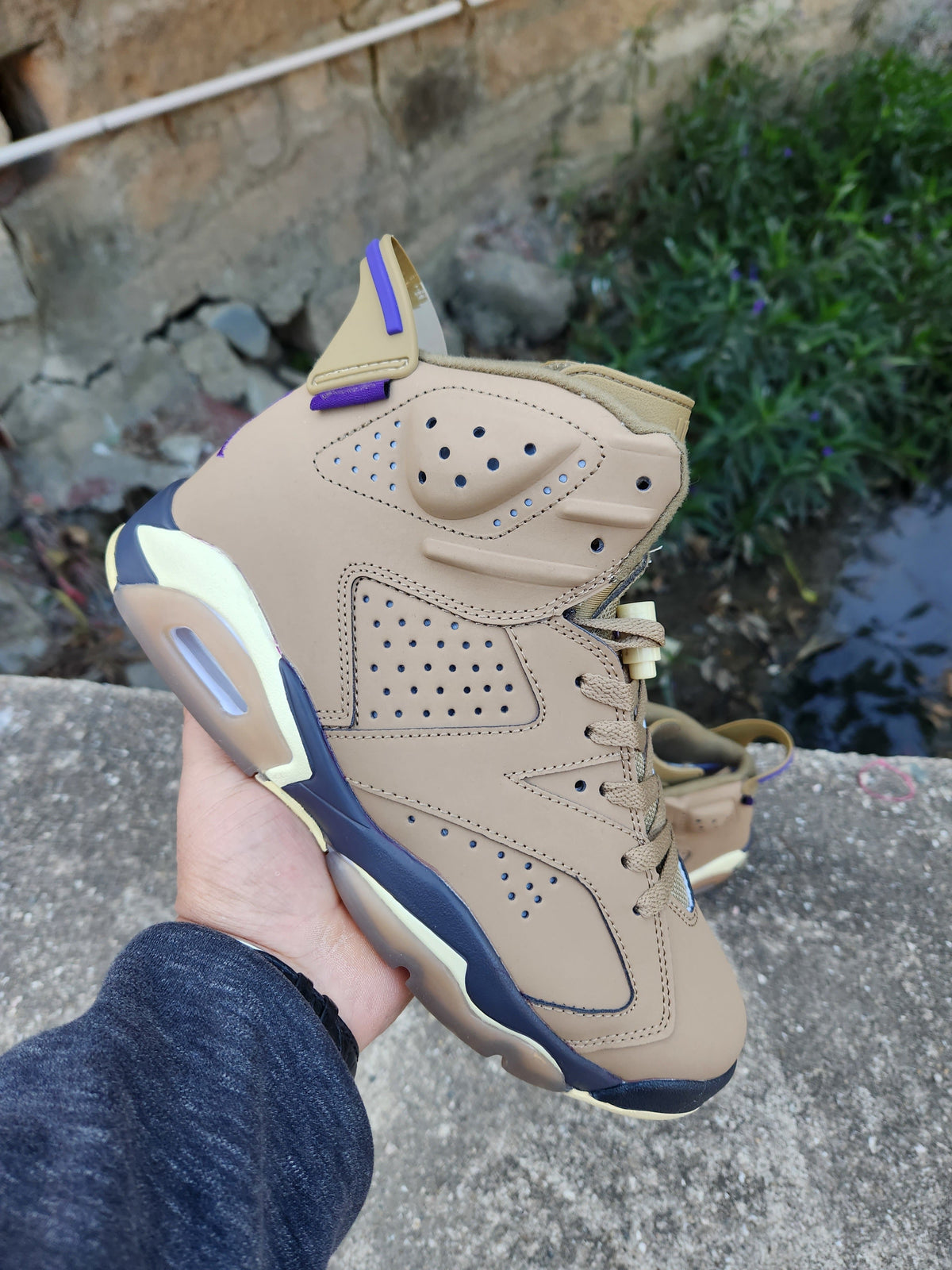 Air Jordan 6 High-Top Sneakers in Brown and Purple