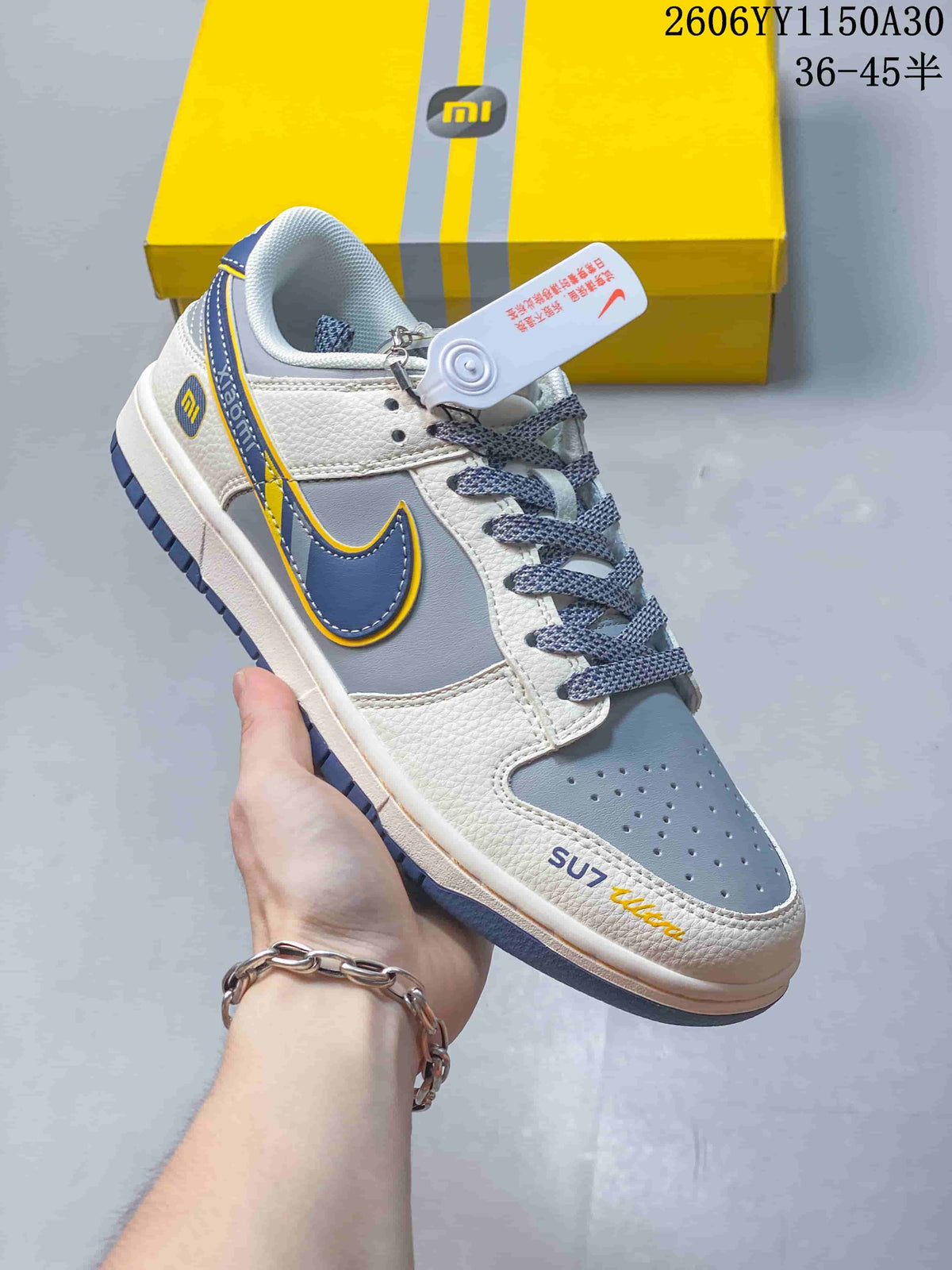 Nike SB Dunk Low Louis Vuitton-Style Sneakers, Grey and Blue