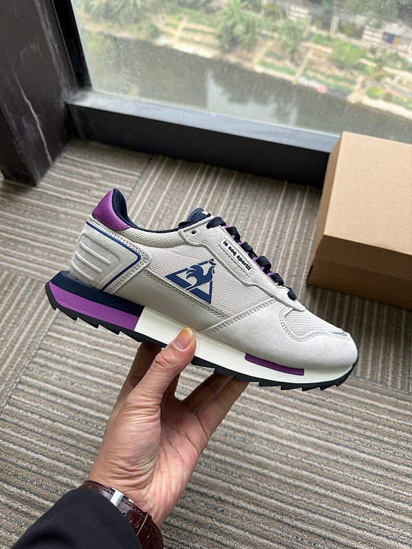 Le Coq Sportif AN-19 Sneakers in Gray and Purple
