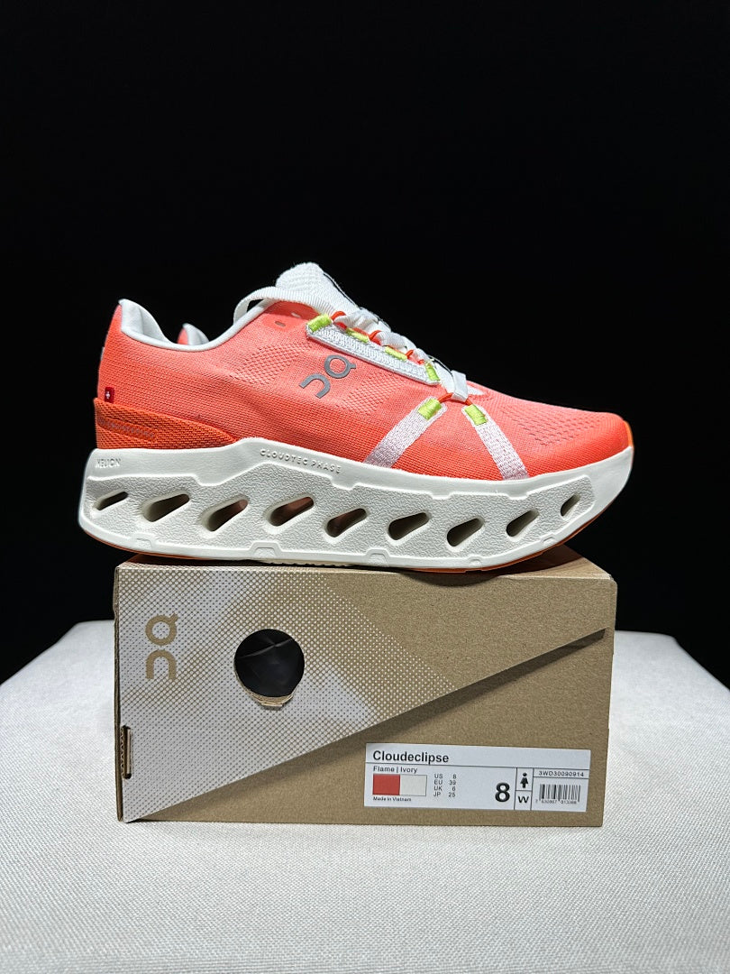 On Cloud Eclipse Running Shoes in Flame and Ivory