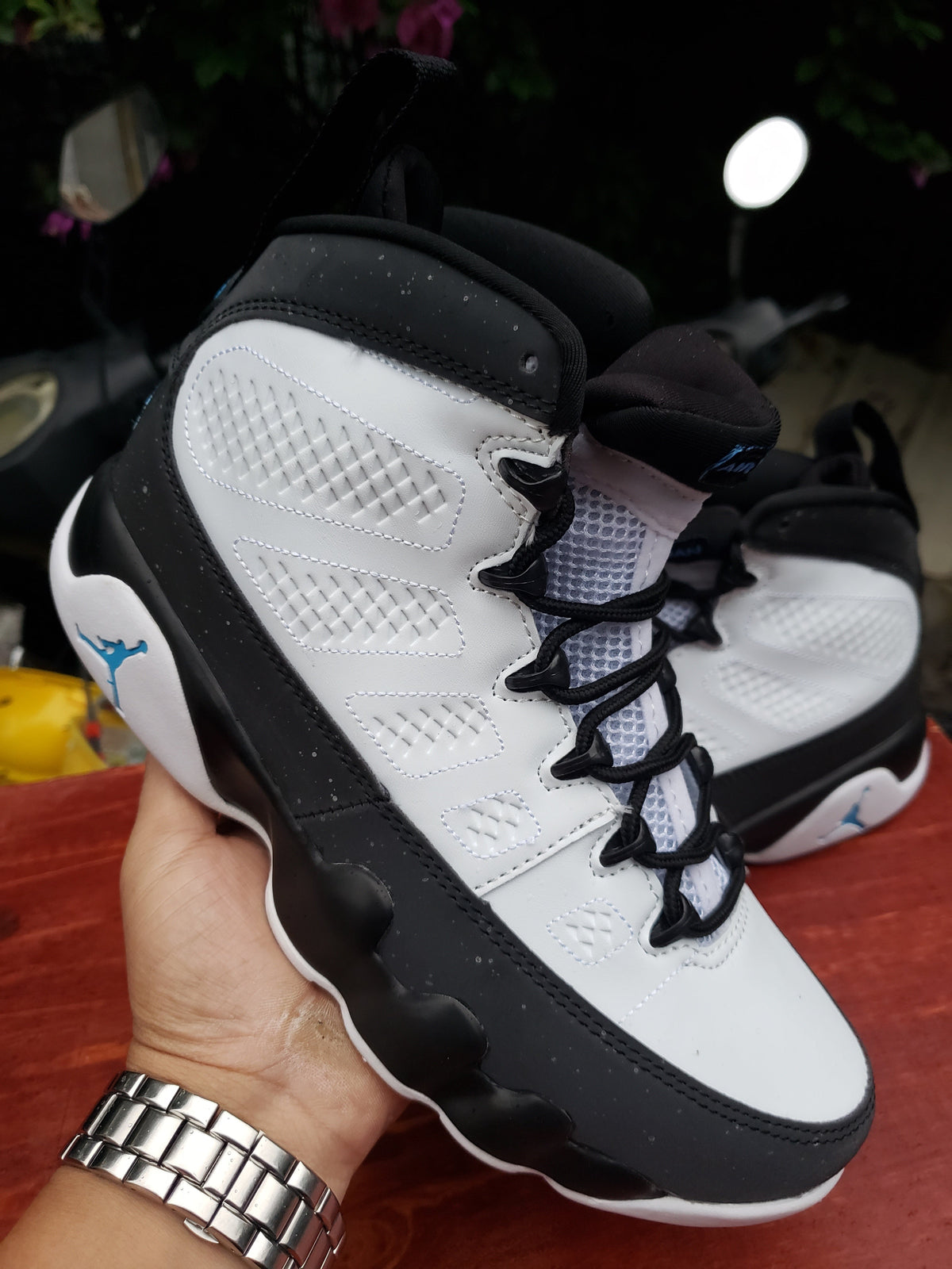 Air Jordan 9 White Black Blue Men's Sneakers