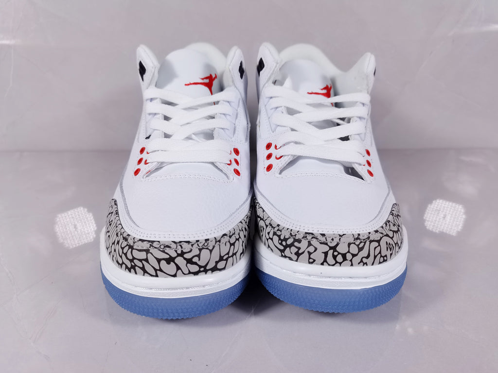 Air Jordan 3 Retro White Red Sneakers with Elephant Print