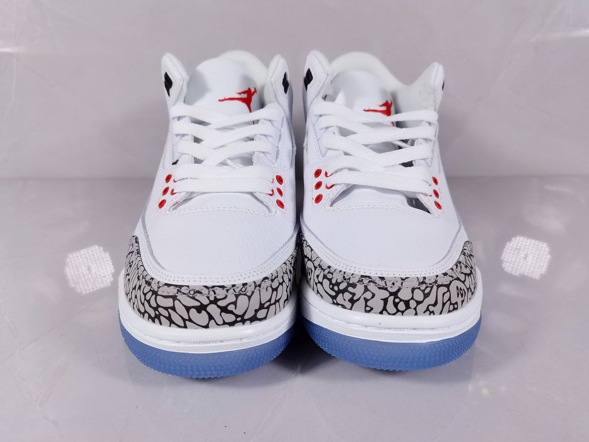 Air Jordan 3 Retro White Red Sneakers with Elephant Print