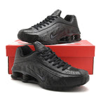 Nike Shox R4 Black Embossed Sneakers
