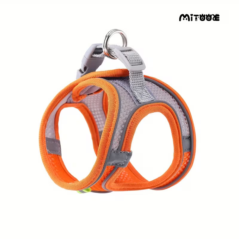 Escape-Proof Mesh Harness Vest for Small Dogs & Cats – Soft Breathable Reflective Adjustable Walking Jacket