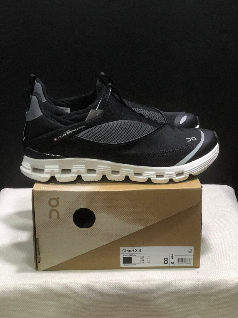 On Cloud X 4 Coast Black and White Sneakers