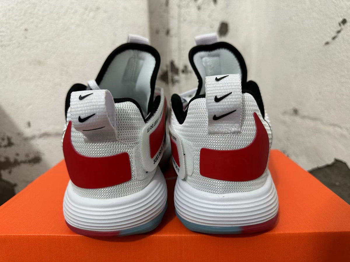 Nike White and Red Basketball Sneakers with Strap