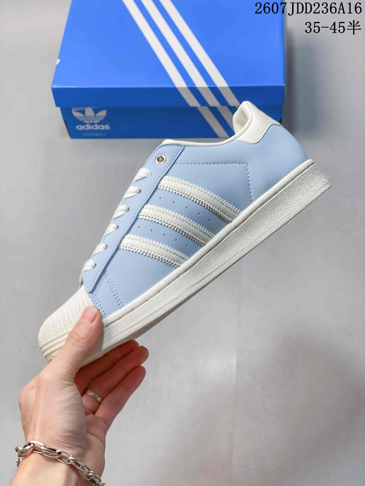 adidas Superstar Light Blue and White Sneakers JDD236A16