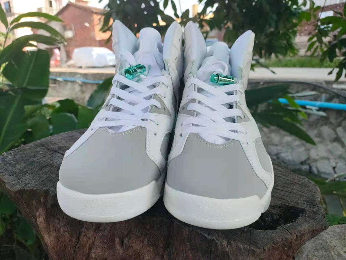 Jordan 6 High-Top Sneakers in White, Grey and Mint