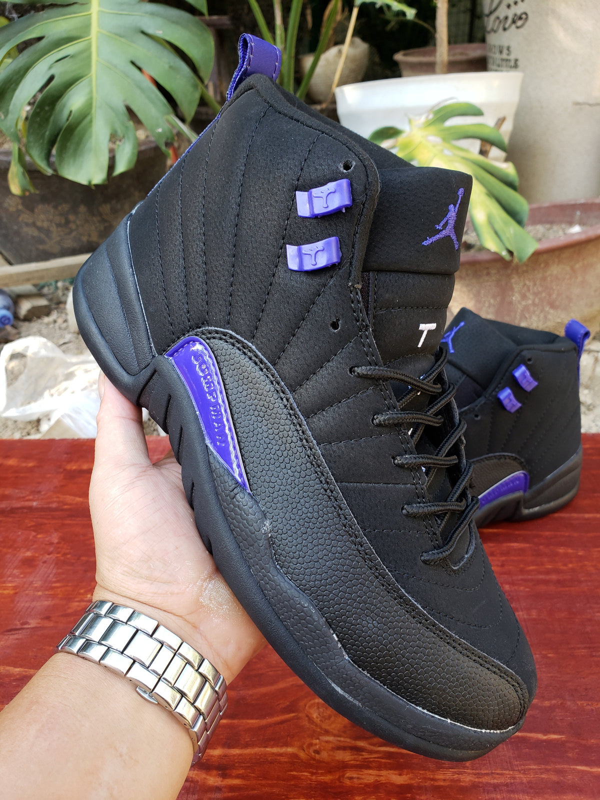 Air Jordan 12 High-Top Sneakers in Red/Black or Black/Purple