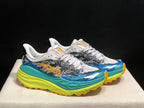 HOKA Stinson 7 Trail Sneakers in Blue and Lime