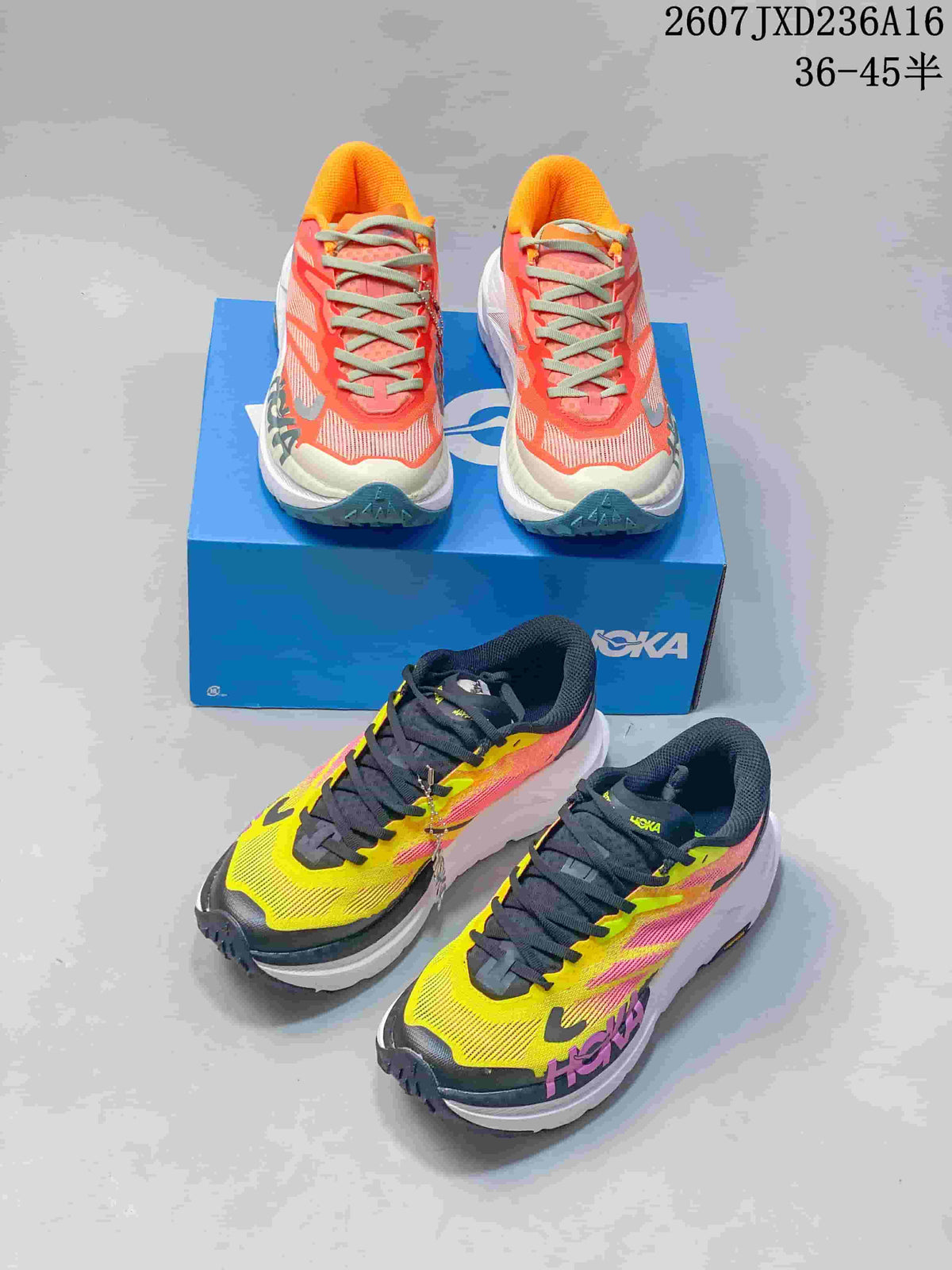 Hoka MAFATE X Trail Running Shoes Coral and Yellow