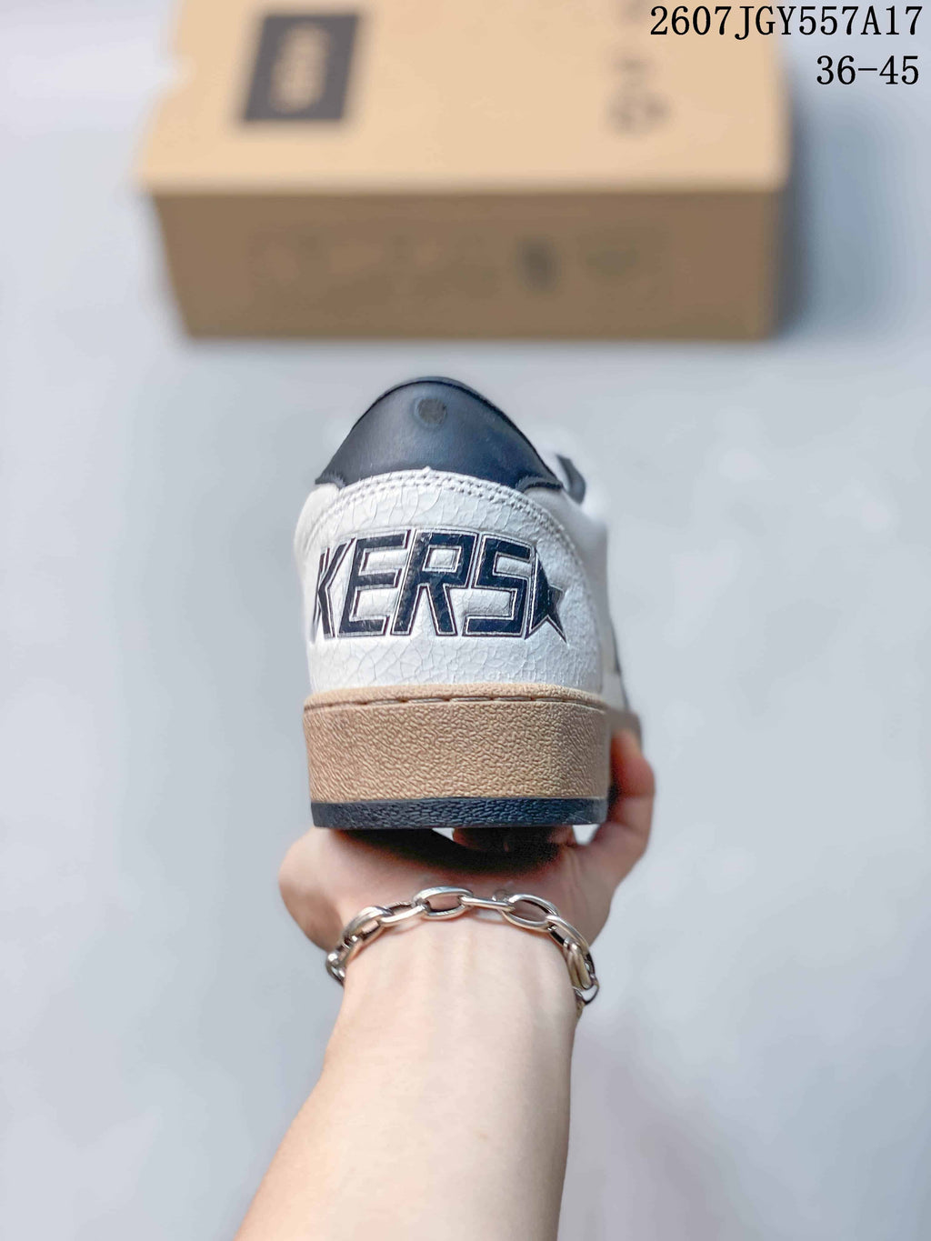 Golden Goose Ball Star Leather Sneakers White Navy Star 2607TGY557A17