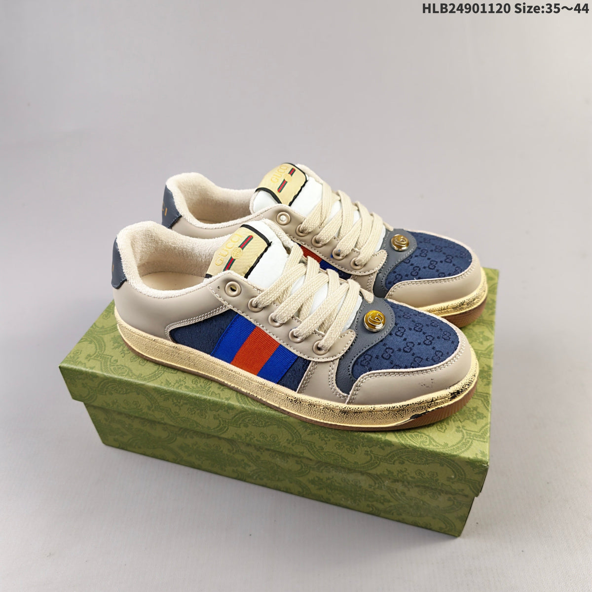Gucci Distressed Screener Low-Top Sneakers