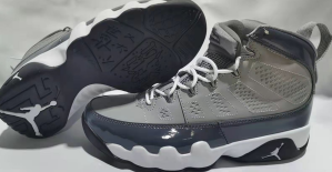 Jordan 9 High-Top Sneakers in Gray and Red