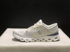 On Cloud X 4 Ivory and Blue Sneakers