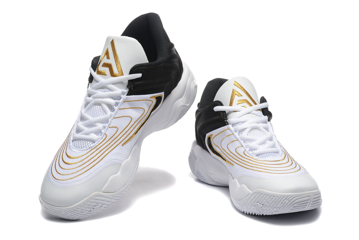 Nike Zoom Freak 5 Basketball Shoes White Black Gold