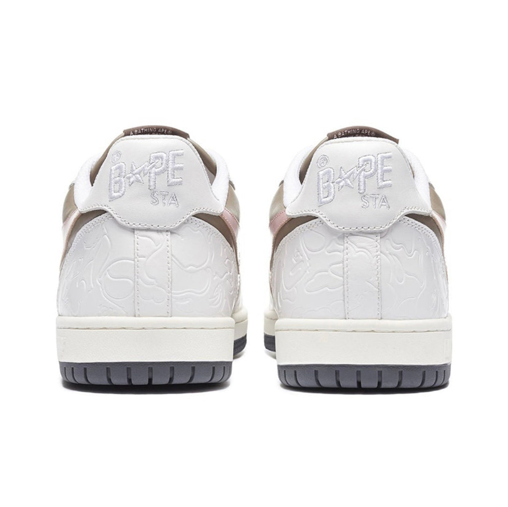BAPE Sk8 Sta Low-Top Sneakers in White, Taupe and Pink