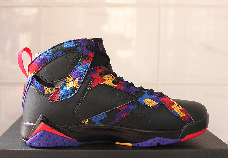 Air Jordan 7 Retro Black Colorful High-Top Sneakers