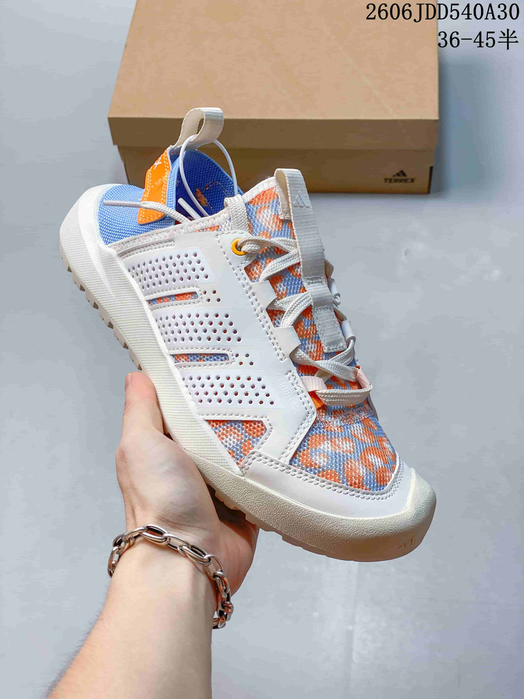 Adidas Terrex Daroga 25 Outdoor Shoes - White, Blue & Orange