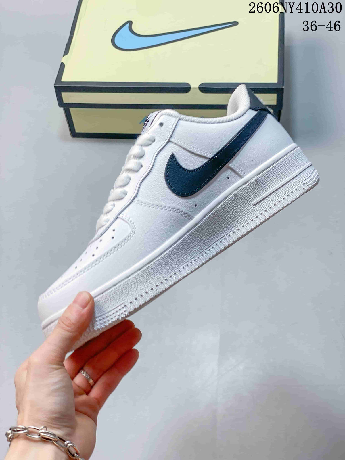 Nike Air Force 1 '07 Low White and Navy Sneakers