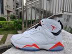Jordan 7 White and Red High-Top Sneakers