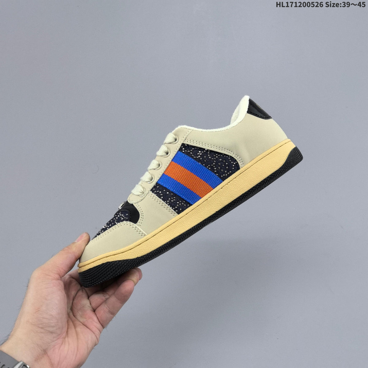 Gucci Screener Distressed Low-Top Sneakers